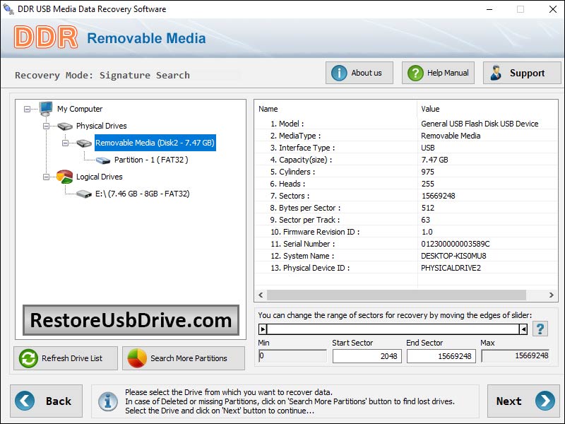 Restore USB Drive Software 6.4.2.3 full